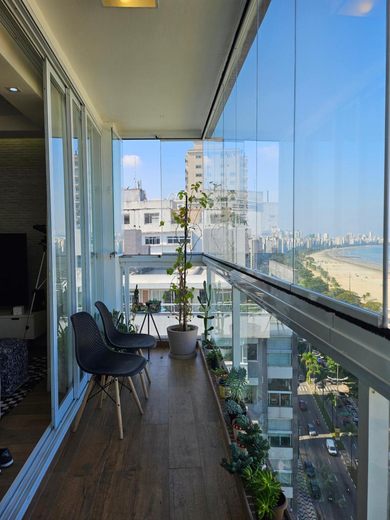 סנטוס Apartamentos Na Praia Do Gonzaga Frente Mar Com Estacionamento חדר תמונה